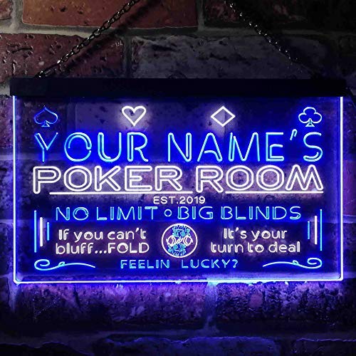 Personalized Poker Room Dual LED Neon Light Sign